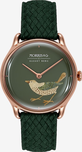 August Berg Analoog horloge 'MORRIS & CO Rose Gold Bird Green Perlon 30mm' in de kleur Rose-goud / Groen, Productweergave