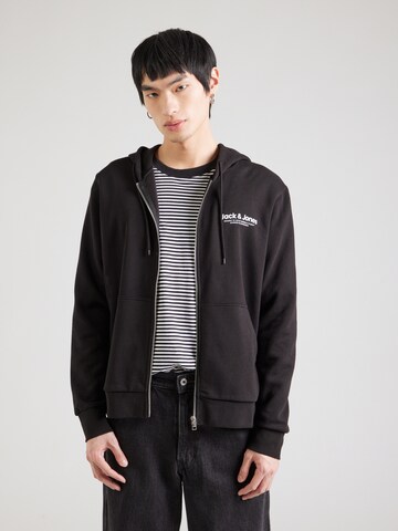 JACK & JONES Sweatjacke 'JWHVESTERBRO' in Schwarz: Vorderseite