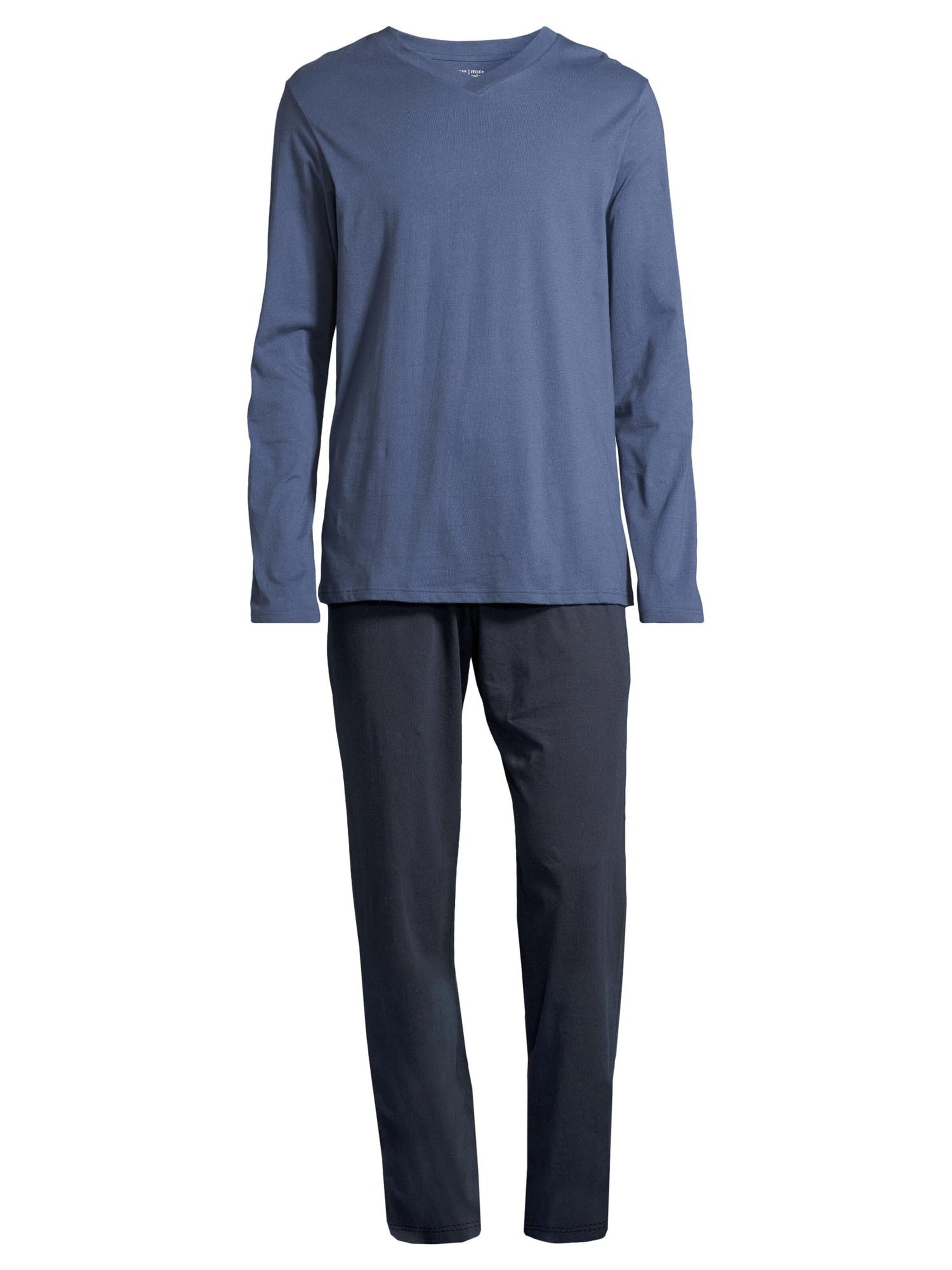SCHIESSER Long Pajamas 'Night & Home' in Blue: front