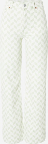 Monki - Perna larga Calças de ganga em verde: frente