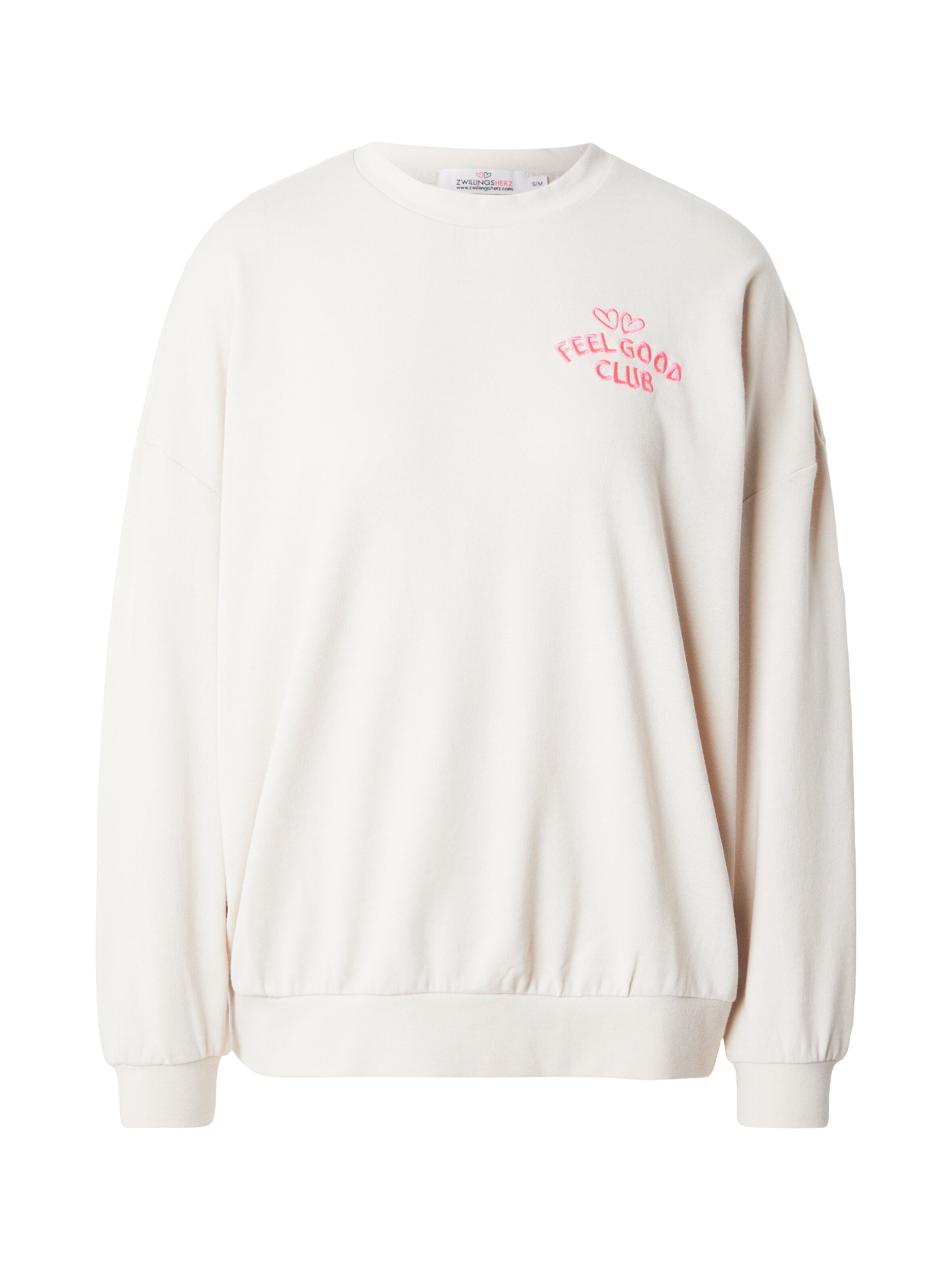 Zwillingsherz - Sweatshirt 'Feel Good Club' em bege: frente