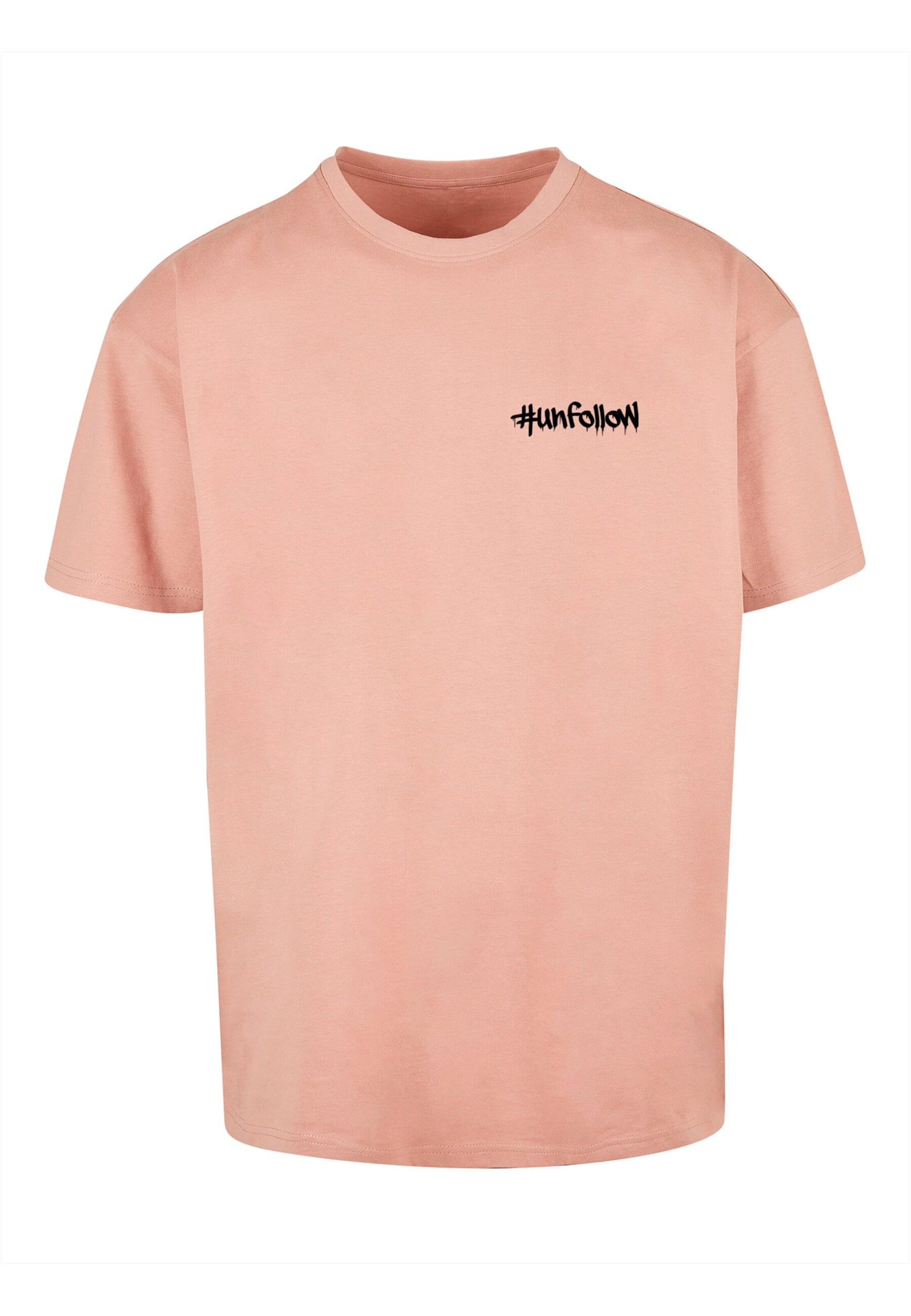 T-Shirt 'Unfollow' Merchcode en rose : devant