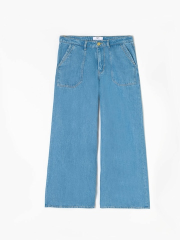 Wide Leg Jean 'Victoria' Le Temps Des Cerises en bleu : devant