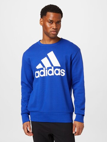 ADIDAS SPORTSWEAR Спортен блузон 'Essentials French Terry Big Logo' в синьо: отпред