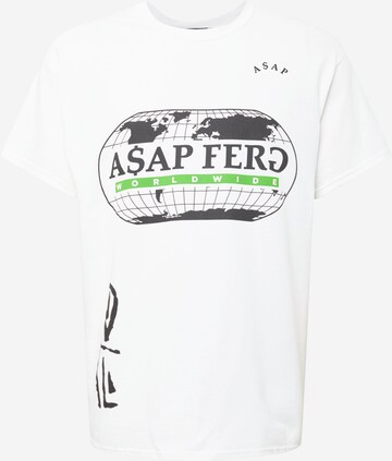 Mennace Shirt 'ASAP FERG WORLDWIDE' in Wit: voorkant