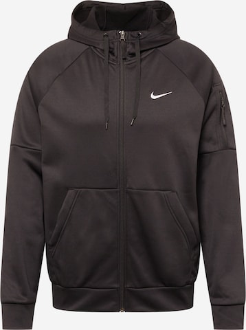 NIKE - Sudadera con cremallera deportiva en negro: frente