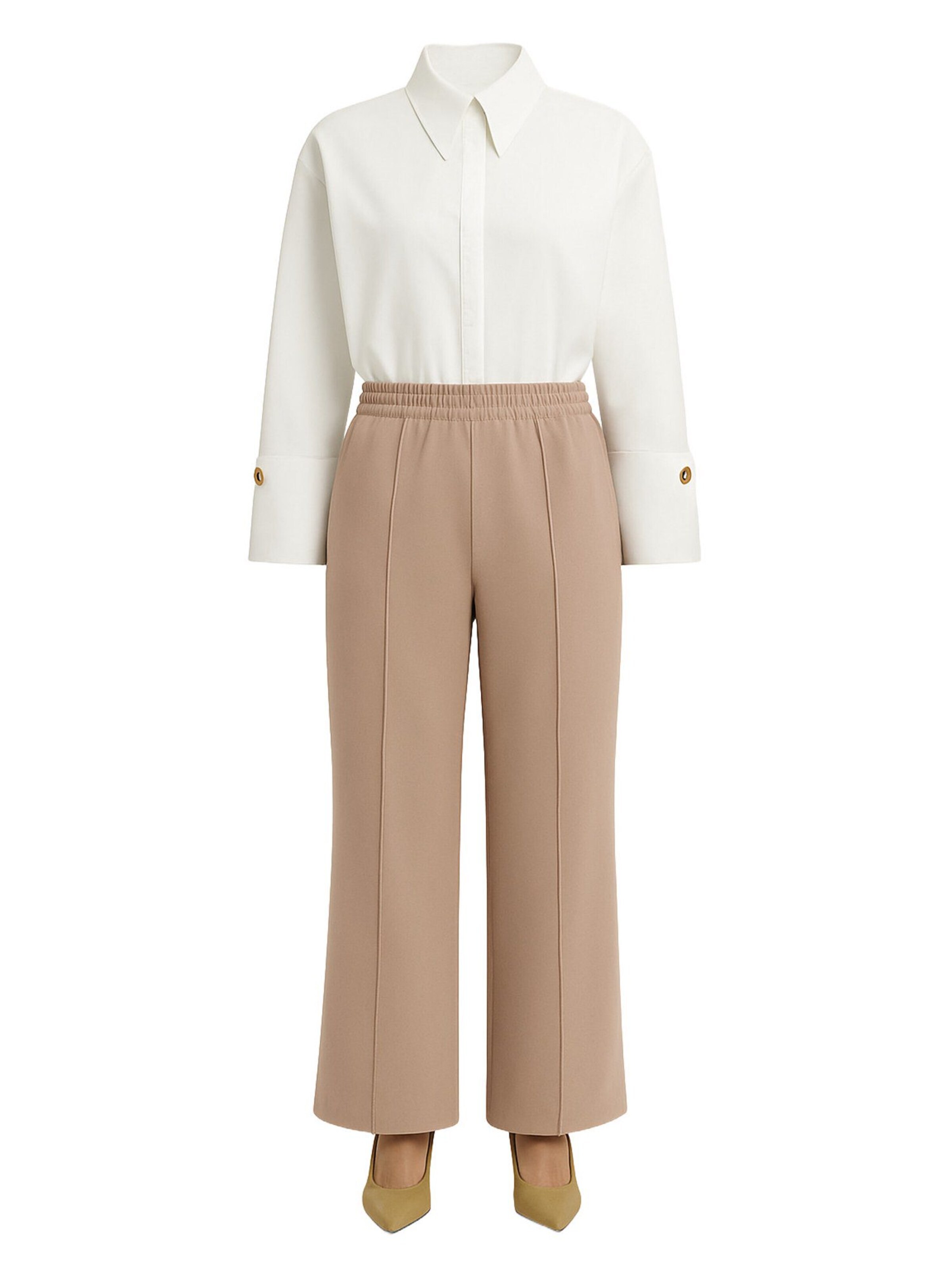 Touche Prive Pleated Pants in Beige: front