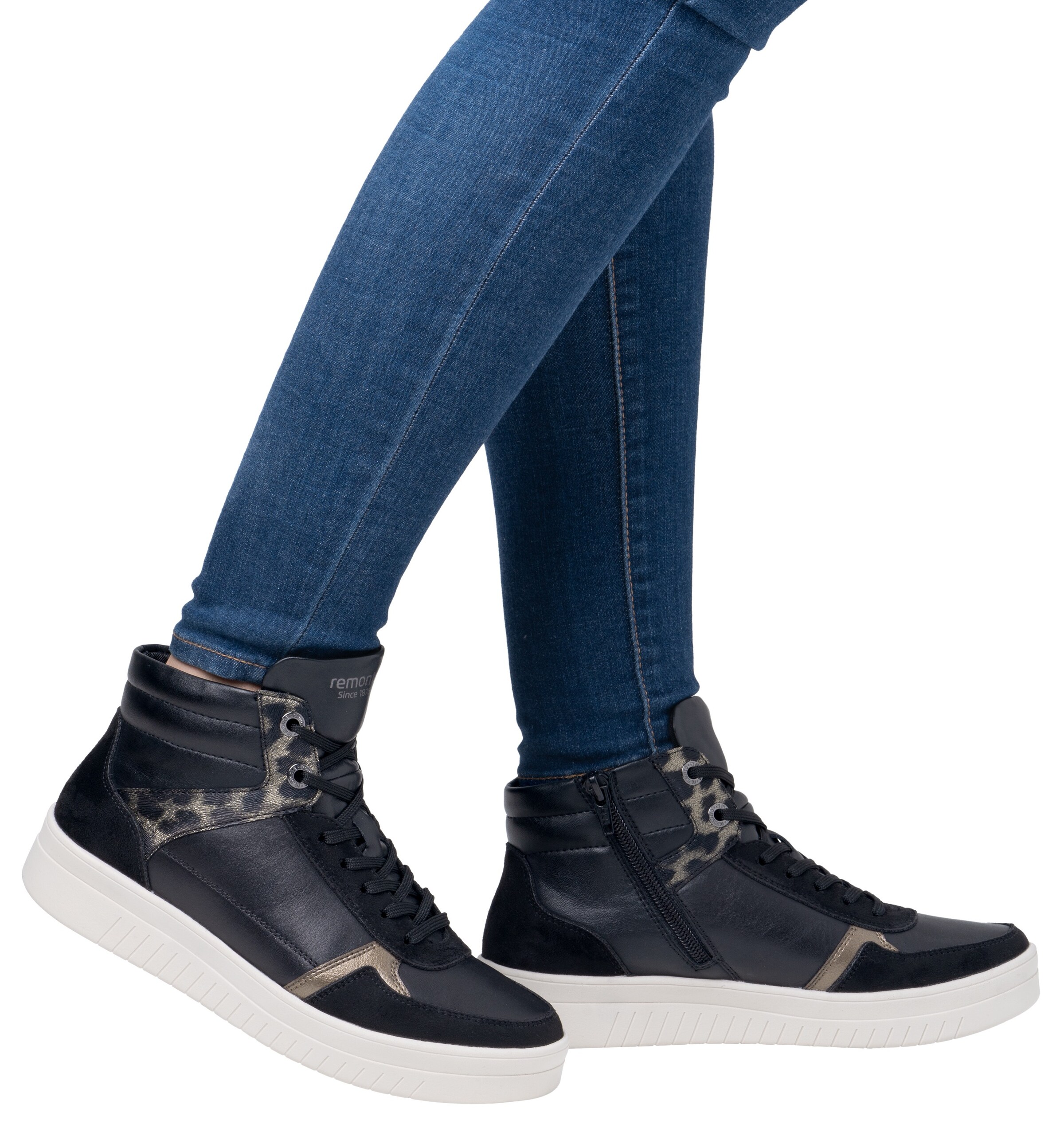 REMONTE High-Top Sneakers in Black: front