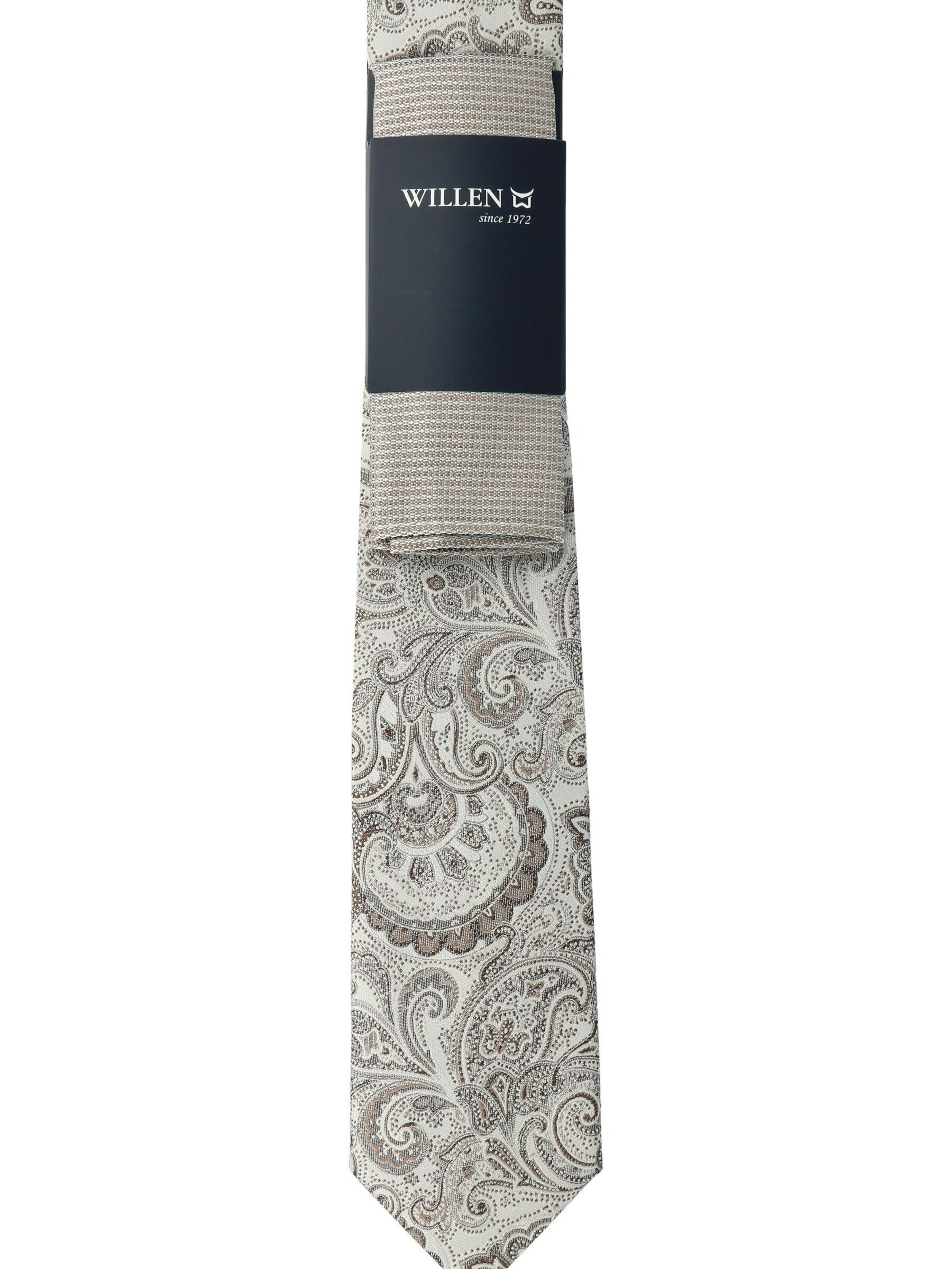 WILLEN Tie 'Paisley / Uni' in Beige