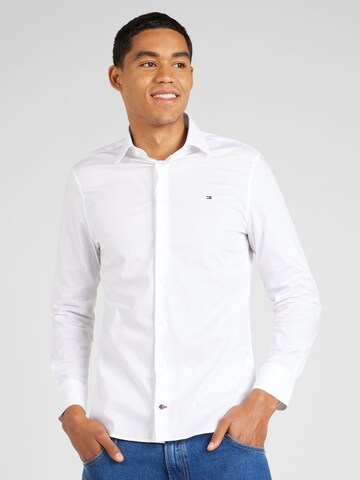 TOMMY HILFIGER - Regular Fit Camisa clássica 'FLEX' em branco: frente