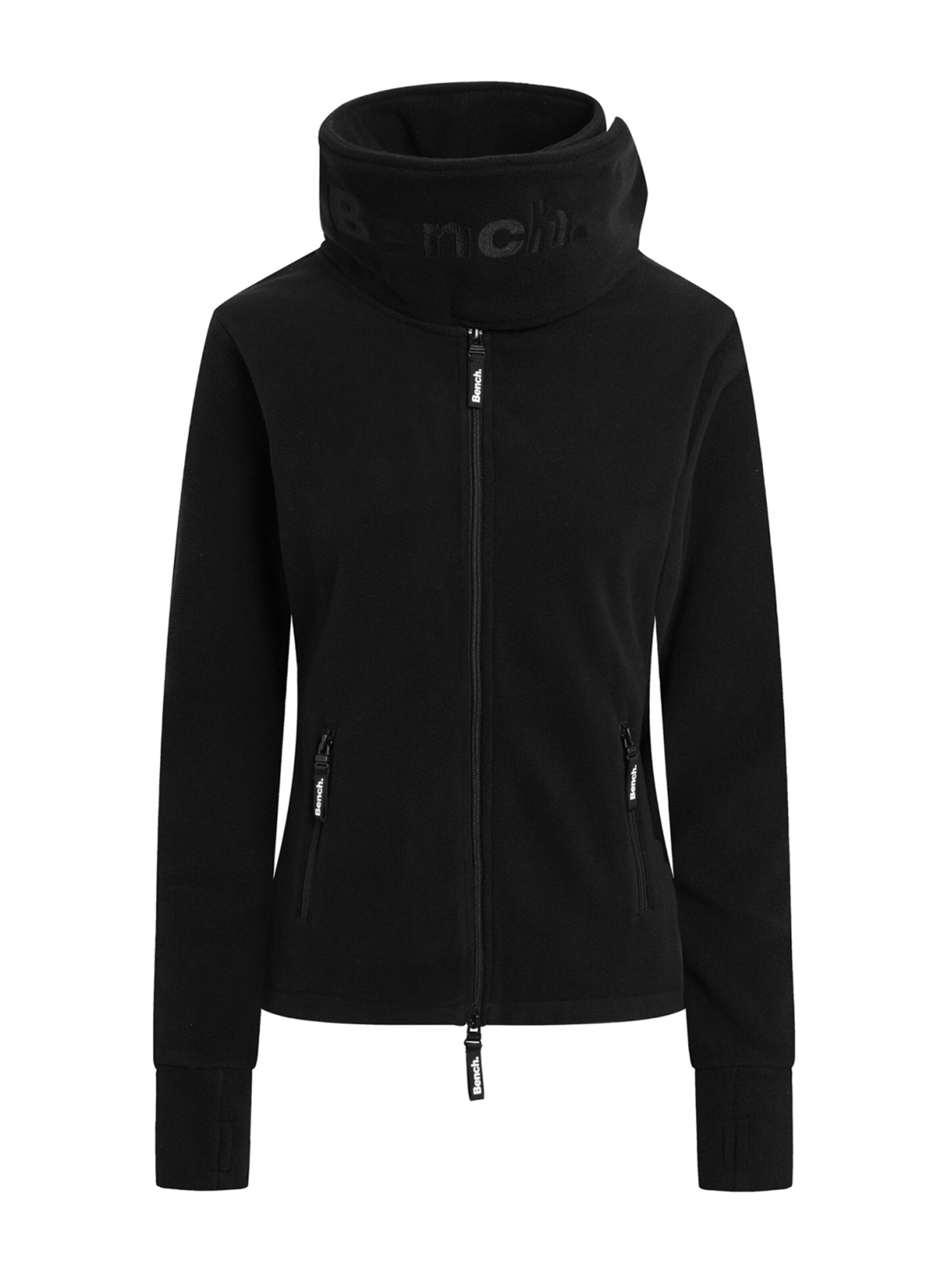 BENCH Fleecejacke 'Funnel' in Schwarz: Vorderseite