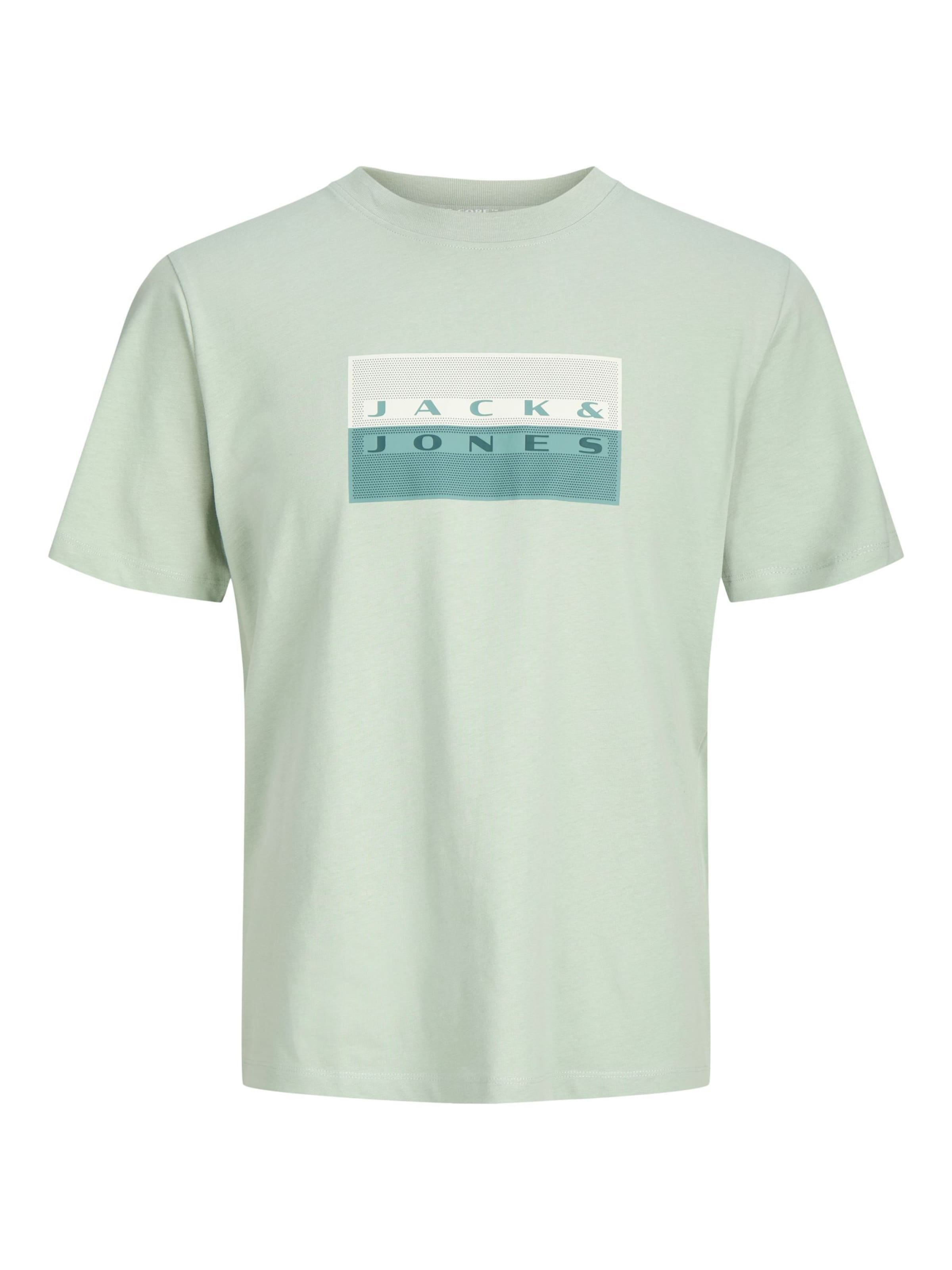 JACK & JONES T-Shirt en bleu / gris clair / menthe, Vue avec produit