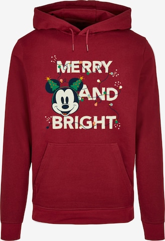 ABSOLUTE CULT Sweatshirt 'Mickey Mouse - Merry And Bright' in Red: front