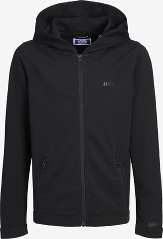 Jack & Jones Junior Zip-Up Hoodie in Black: front