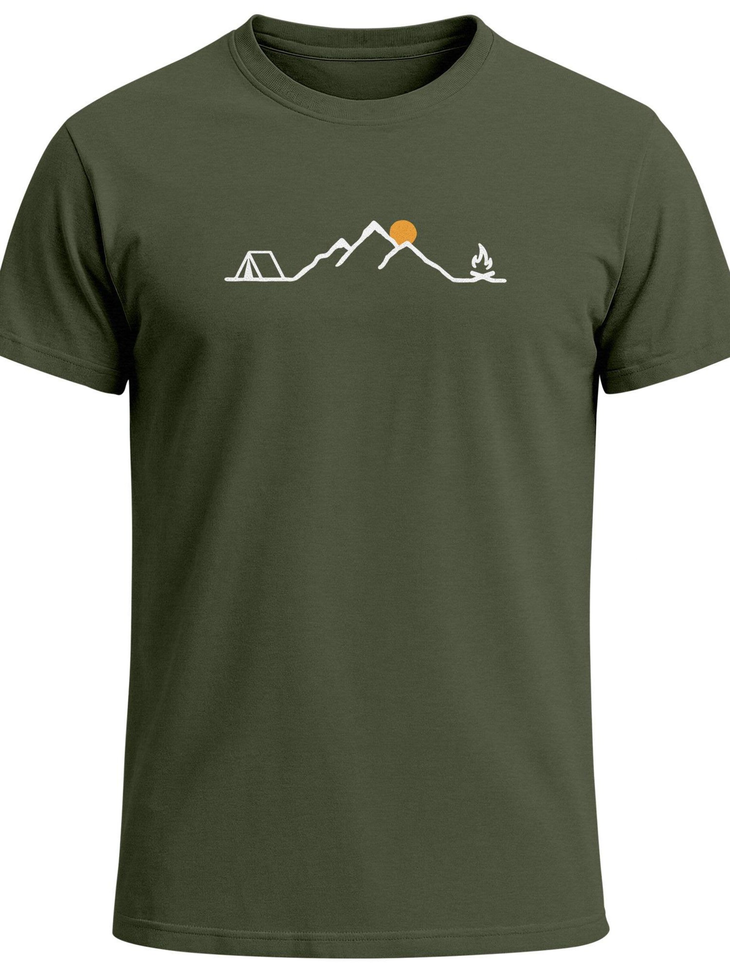 Neverless Shirt 'Tent Campfire' in Green