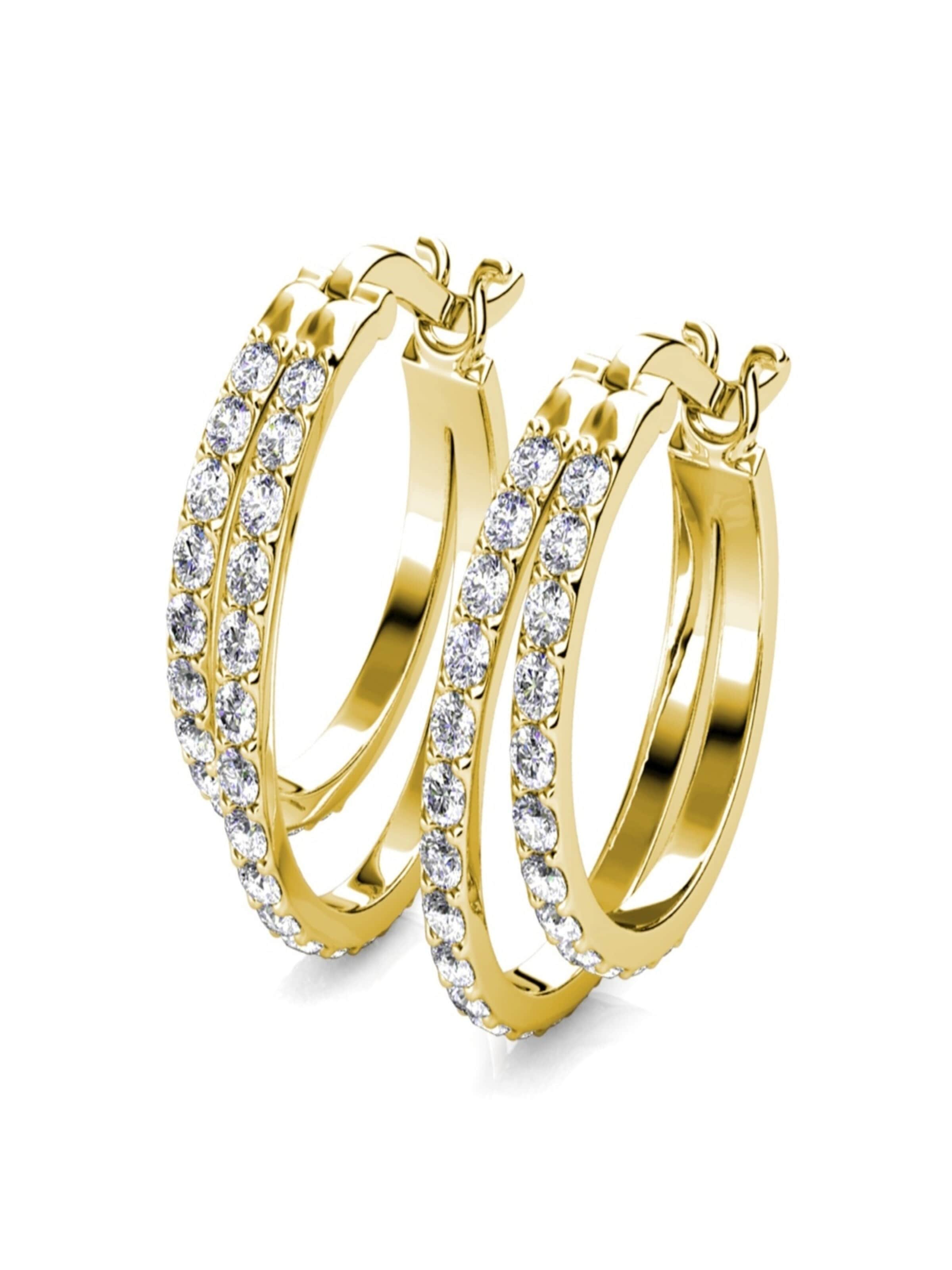 ROUGEMONT Jewellery Earrings 'Funkelnde Creolen Ohrringe Linda' in Gold: front