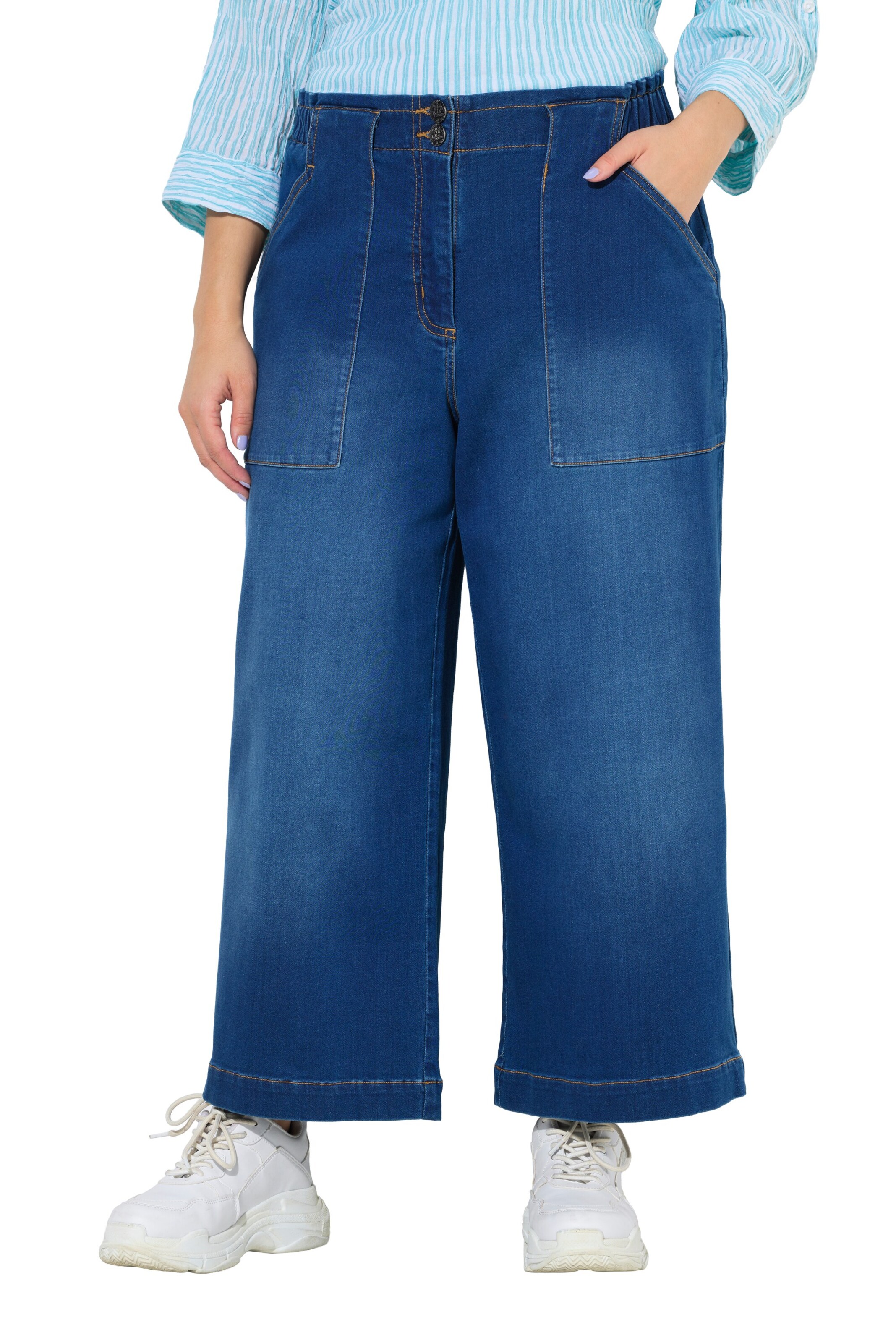 Ulla Popken Wide Leg Jeans in Blau: Vorderseite