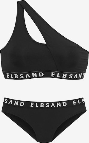 Elbsand Bustier Bikini in Zwart: voorkant