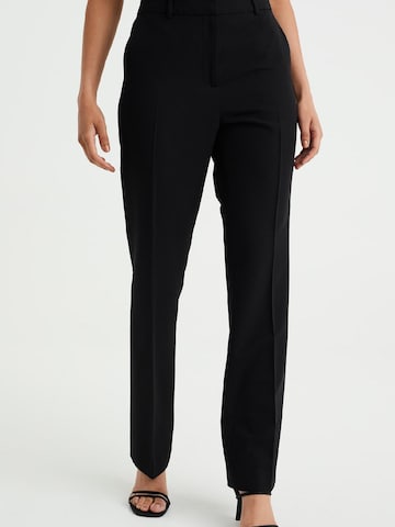 WE Fashion Slim fit Pleated Pants in Black: front