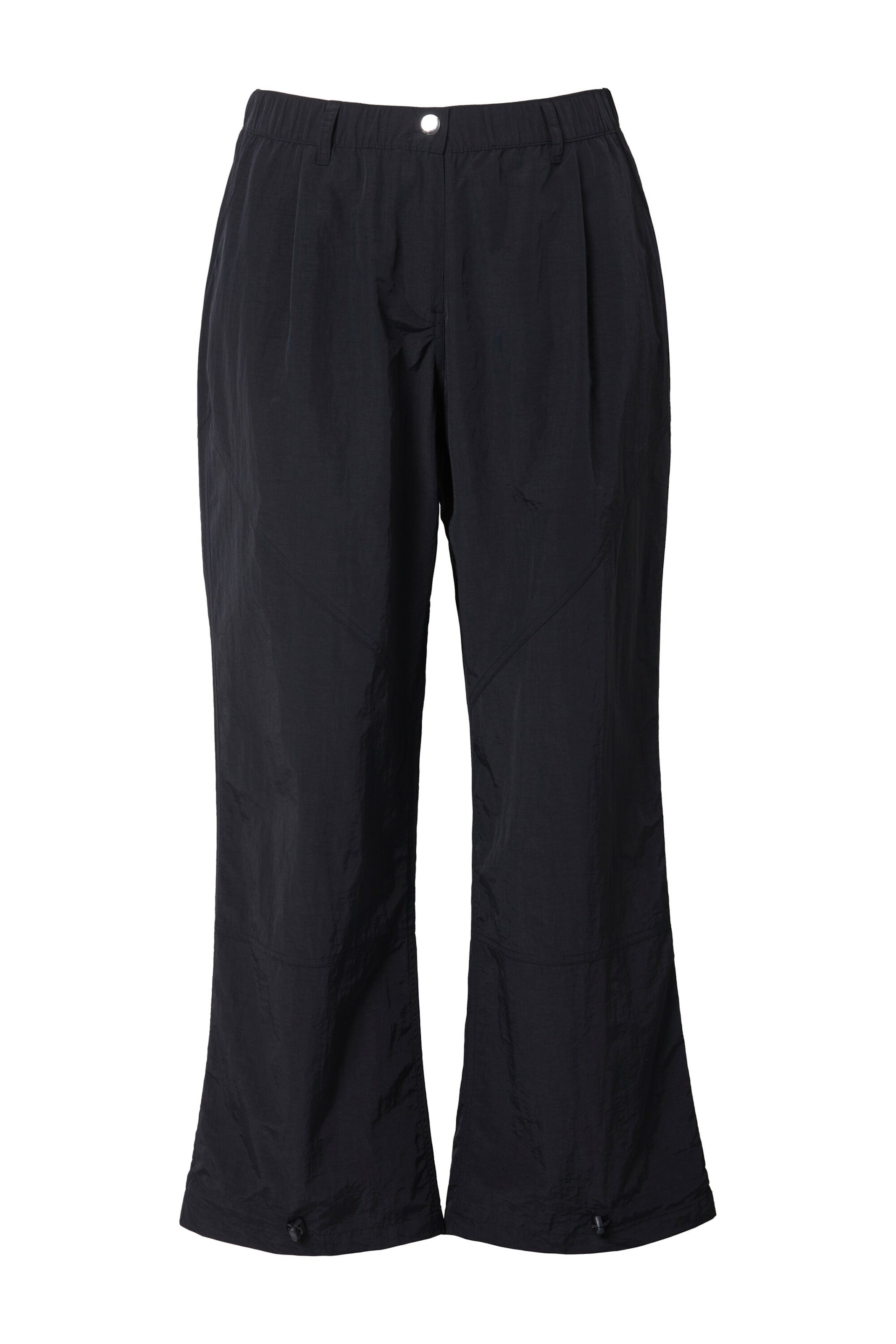 Ulla Popken - Flared Calças com pregas em preto: frente