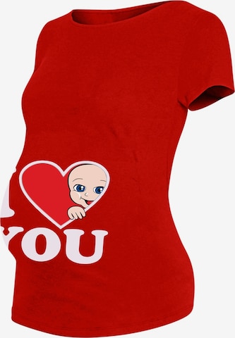 M.M.C. Shirt 'I Love You Umstandsshirt' in Red: front
