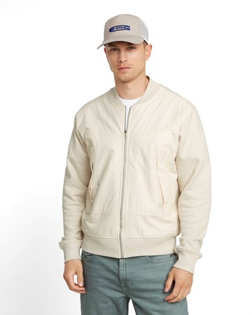 G-STAR Sweatvest 'Woven' in Wit: voorkant
