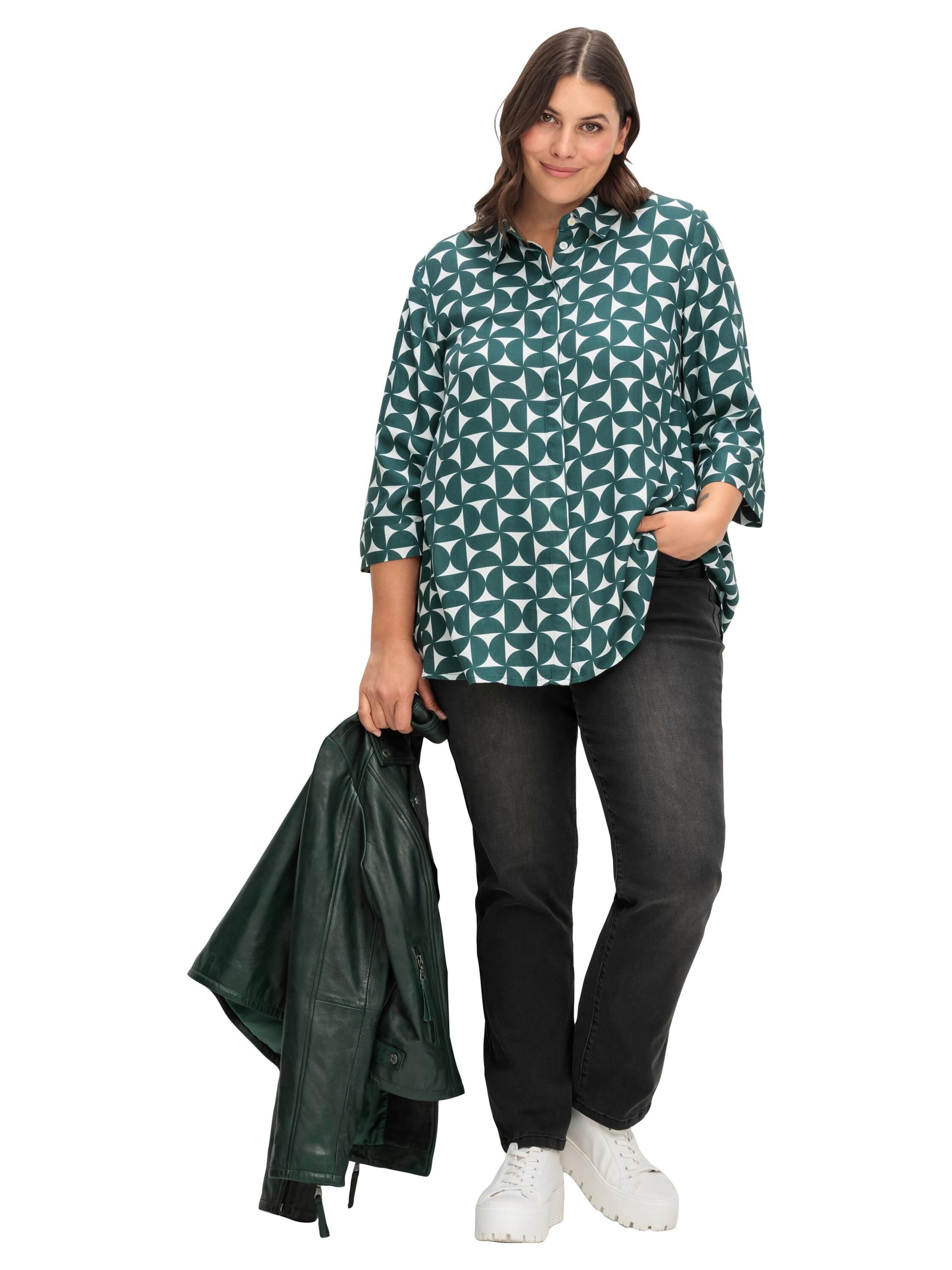 SHEEGO Úzky strih Džínsy - Čierna