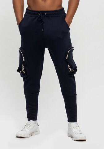 Coupe slim Pantalon cargo Tom Barron en bleu : devant