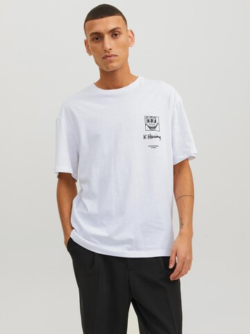 T-Shirt 'KEITH HARING' JACK & JONES en blanc : devant