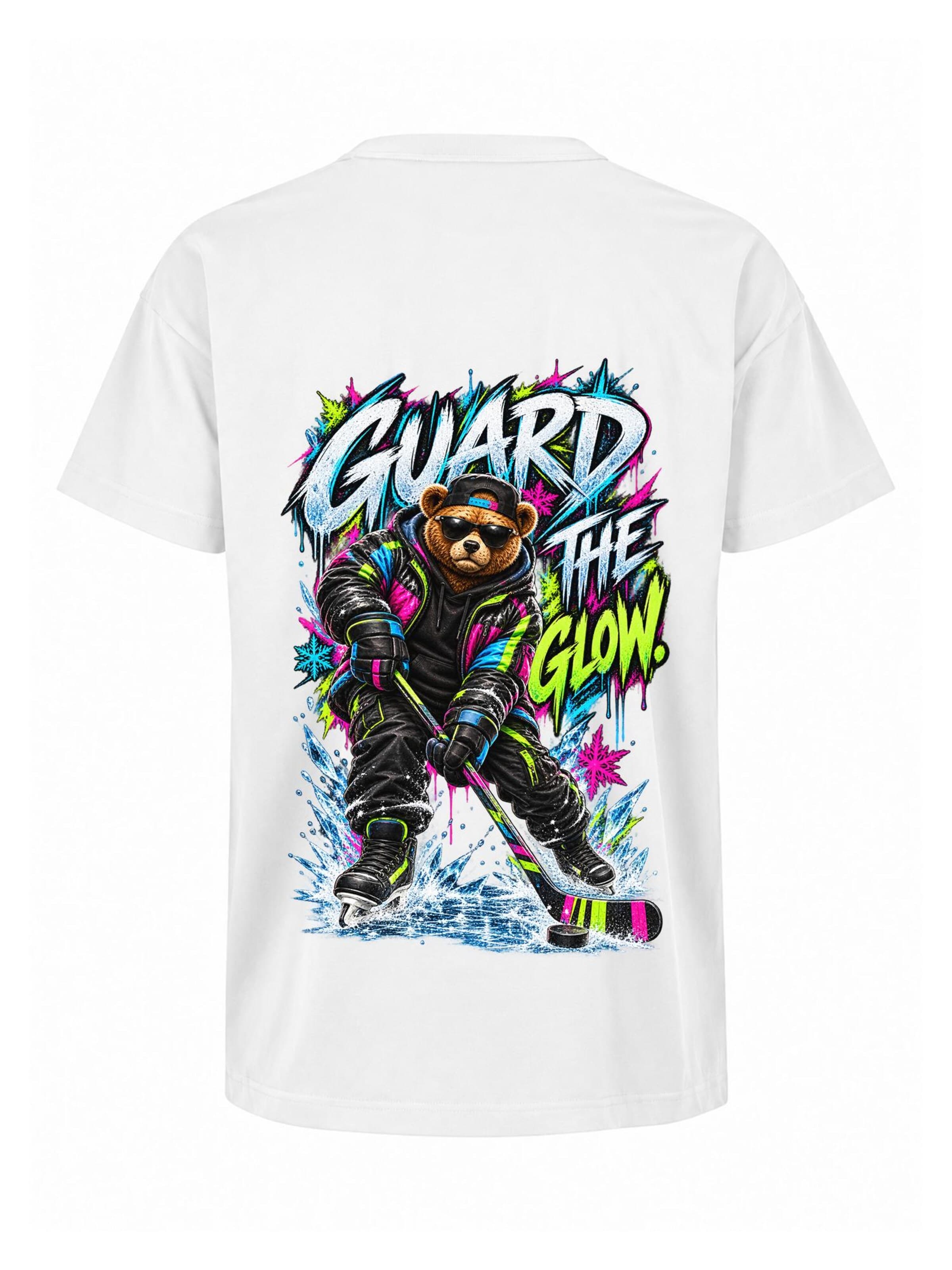 LUNØIR Studio Shirt 'BOSS Hockey Glow Guardian'‌‌‌‌‌‌‌‌ in Weiß: Vorderseite