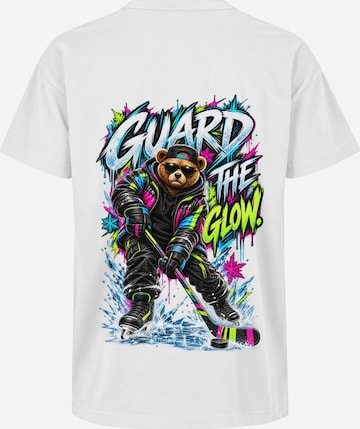 LUNØIR Studio Shirt 'BOSS Hockey Glow Guardian' in Weiß: Vorderseite
