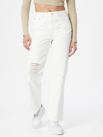 NA-KD Wide leg Jeans in White: front