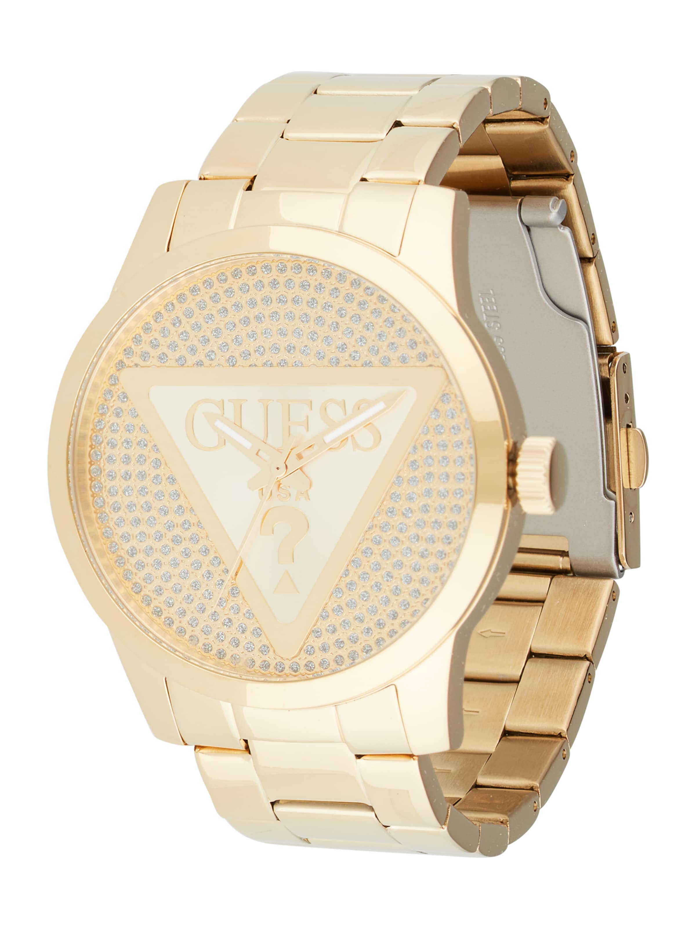 GUESS Analogové hodinky 'Badge' – zlatá: přední strana
