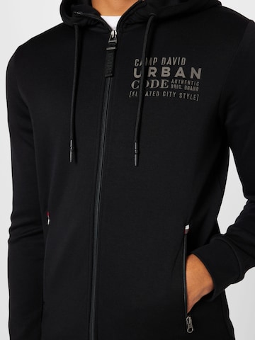 CAMP DAVID Zip-Up Hoodie in Black