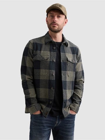 PME Legend Regular fit Overhemd 'Overshirt with large check pattern and chest pockets' in Blauw: voorkant