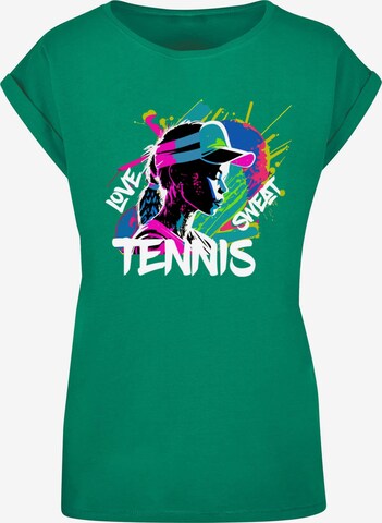 Merchcode Shirt 'Tennis Love, Sweat' in Groen: voorkant