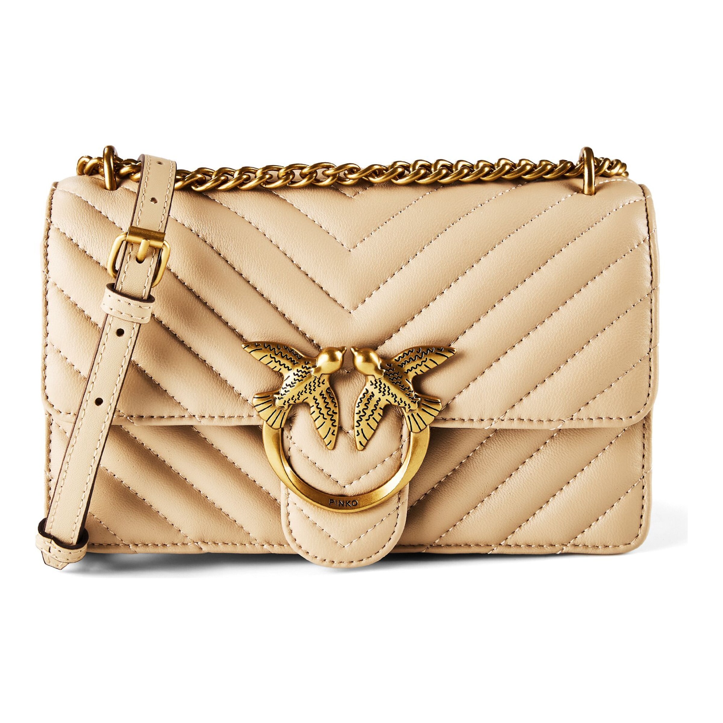 PINKO Schoudertas 'Love One' in Beige: voorkant