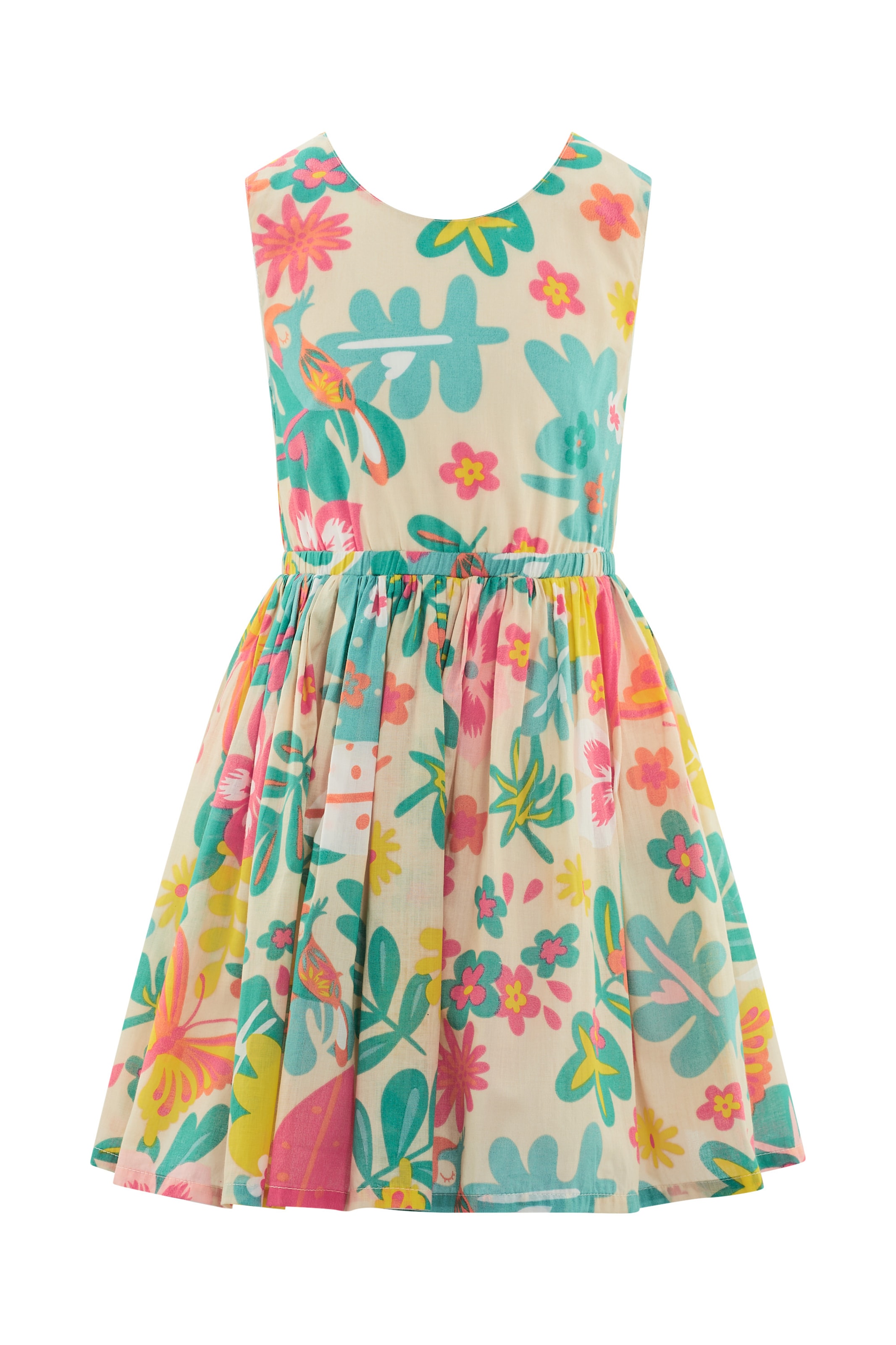 happy girls Dress in Beige: front