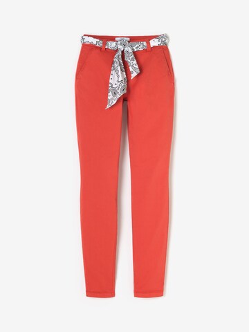 Le Temps Des Cerises Slimfit Chino in Rood: voorkant