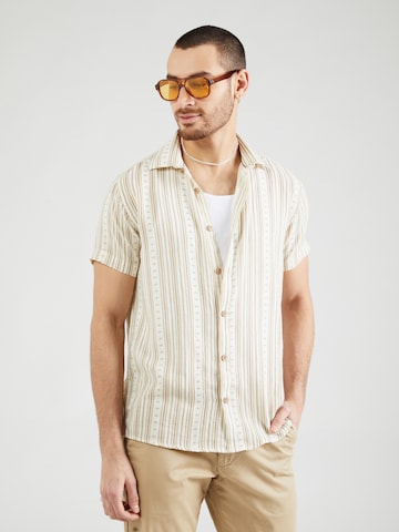 INDICODE JEANS Regular fit Button Up Shirt 'Marlin' in Beige: front
