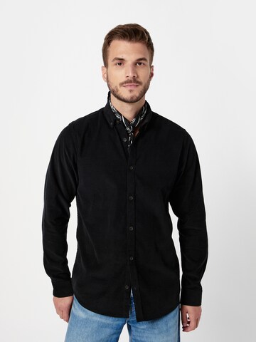 INDICODE JEANS Regular fit Πουκάμισο 'Ryan' σε μαύρο: μπροστά