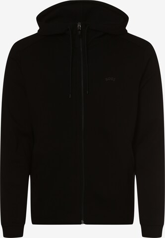 BOSS Zip-Up Hoodie 'Saggy' in Black: front