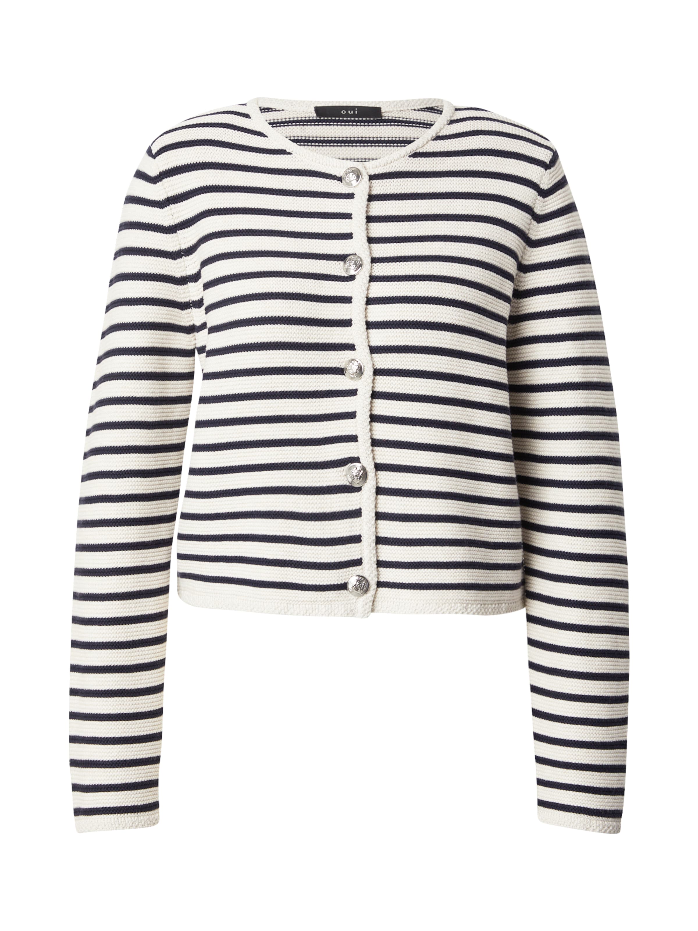 OUI Πλεκτή ζακέτα 'MAREA' σε μπλε νύχτας / λευκό μελανζέ, Άποψη προϊόντος