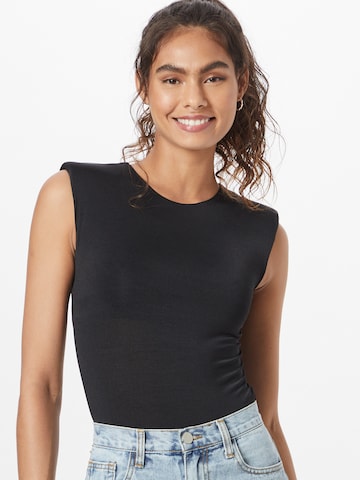 River Island Shirt Bodysuit in Black: front