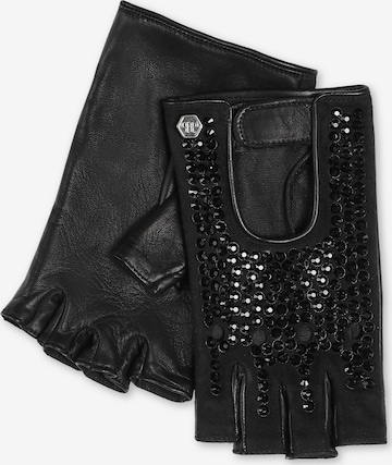Philipp Plein - Guantes sin dedos en negro: frente