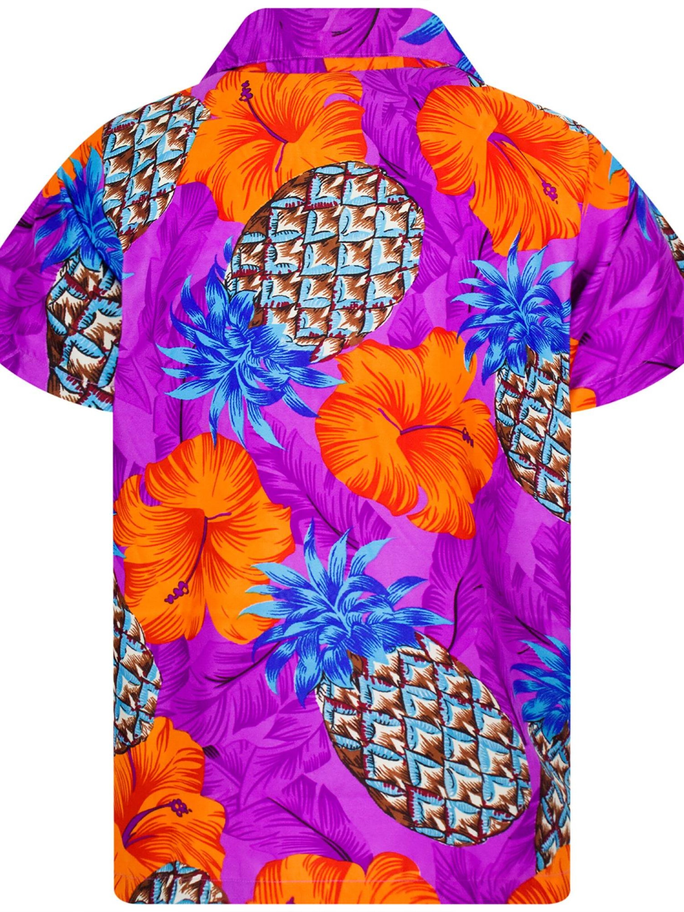 King Kameha Shirt 'Pineapple Hibiscus Shadow Line'‌ in Lila
