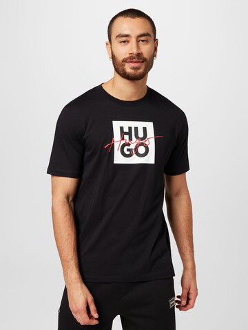 HUGO - Camiseta 'Dalpaca' en negro: frente