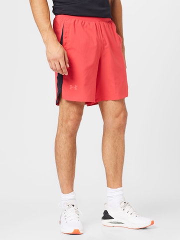 UNDER ARMOURregular Sportske hlače 'Launch' - crvena boja: prednji dio