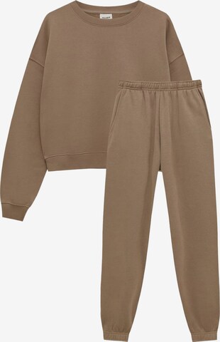 Pull&Bear Sweatsuit in Brown: front