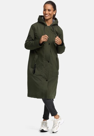 MARIKOO Between-seasons coat in Green: front